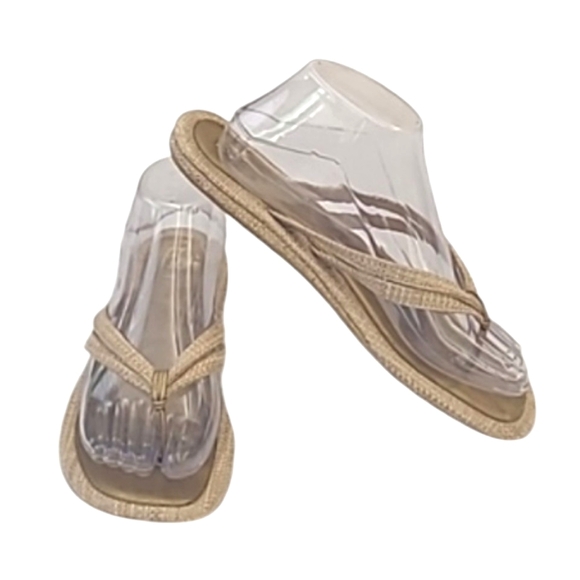 Ann Taylor LOFT Faux Hemp Bohemian Sandal Slip On Peg Toe Flip Flop Boho Flats - Picture 17 of 17